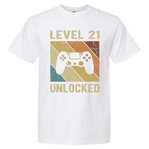 Level 21 Unlocked Birthday Decoration Funny Video Gamer Gift Garment-Dyed Heavyweight T-Shirt