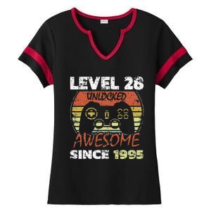 Level 28 Unlocked Awesome Since 1995 28th Birthday Gaming Ladies Halftime Notch Neck Tee