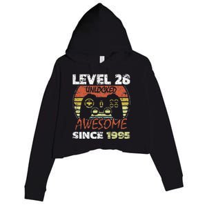 Level 28 Unlocked Awesome Since 1995 28th Birthday Gaming Crop Fleece Hoodie