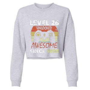 Level 28 Unlocked Awesome Since 1995 28th Birthday Gaming Cropped Pullover Crew