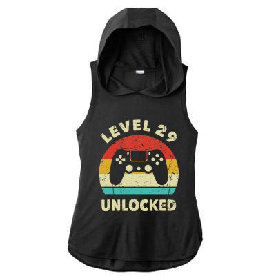 Level 29 Unlocked Funny Gaming Vintage 29th Birthday Gamer Ladies PosiCharge Tri-Blend Wicking Draft Hoodie Tank