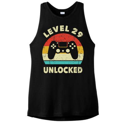 Level 29 Unlocked Funny Gaming Vintage 29th Birthday Gamer Ladies PosiCharge Tri-Blend Wicking Tank