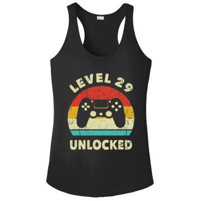 Level 29 Unlocked Funny Gaming Vintage 29th Birthday Gamer Ladies PosiCharge Competitor Racerback Tank