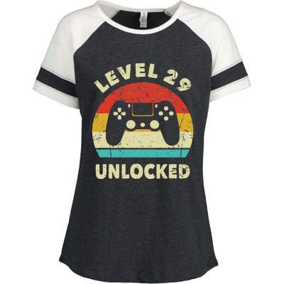 Level 29 Unlocked Funny Gaming Vintage 29th Birthday Gamer Enza Ladies Jersey Colorblock Tee