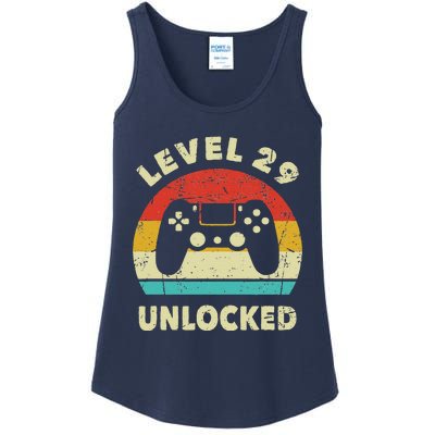 Level 29 Unlocked Funny Gaming Vintage 29th Birthday Gamer Ladies Essential Tank