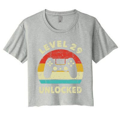 Level 29 Unlocked Funny Gaming Vintage 29th Birthday Gamer Women's Crop Top Tee