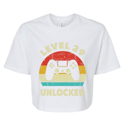 Level 29 Unlocked Funny Gaming Vintage 29th Birthday Gamer Bella+Canvas Jersey Crop Tee