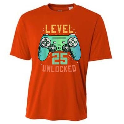 Level 25 Unlocked 25th Birthday Gamer Gifts 25 Year Old Male Cooling Performance Crew T-Shirt