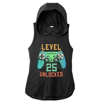 Level 25 Unlocked 25th Birthday Gamer Gifts 25 Year Old Male Ladies PosiCharge Tri-Blend Wicking Draft Hoodie Tank