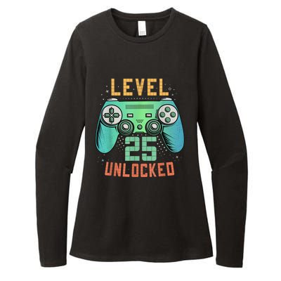 Level 25 Unlocked 25th Birthday Gamer Gifts 25 Year Old Male Womens CVC Long Sleeve Shirt