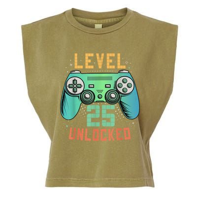 Level 25 Unlocked 25th Birthday Gamer Gifts 25 Year Old Male Garment-Dyed Women's Muscle Tee