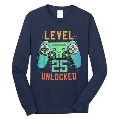 Level 25 Unlocked 25th Birthday Gamer Gifts 25 Year Old Male Long Sleeve Shirt