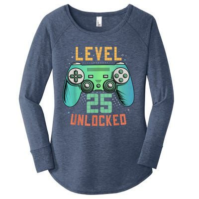 Level 25 Unlocked 25th Birthday Gamer Gifts 25 Year Old Male Women's Perfect Tri Tunic Long Sleeve Shirt