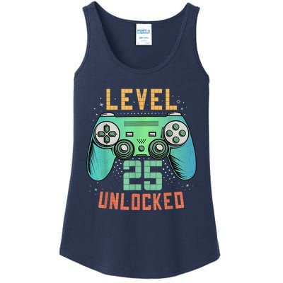 Level 25 Unlocked 25th Birthday Gamer Gifts 25 Year Old Male Ladies Essential Tank