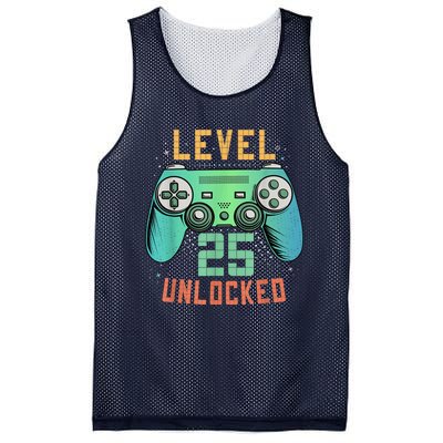 Level 25 Unlocked 25th Birthday Gamer Gifts 25 Year Old Male Mesh Reversible Basketball Jersey Tank