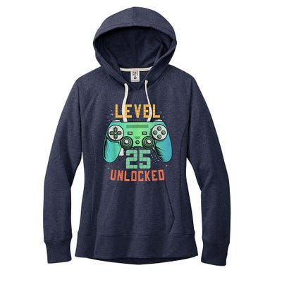 Level 25 Unlocked 25th Birthday Gamer Gifts 25 Year Old Male Women's Fleece Hoodie