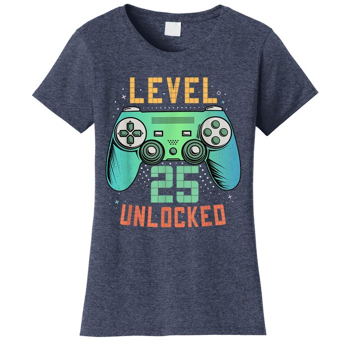 Level 25 Unlocked 25th Birthday Gamer Gifts 25 Year Old Male Women's T-Shirt