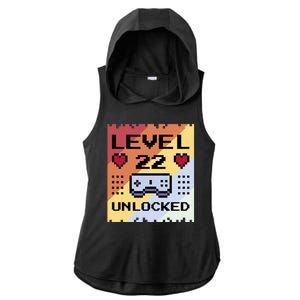 Level 22 Unlocked Birthday Ladies PosiCharge Tri-Blend Wicking Draft Hoodie Tank