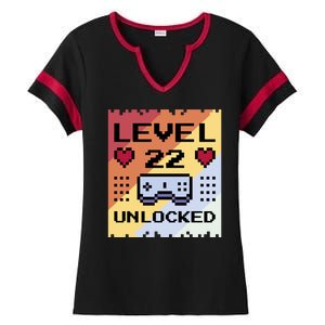 Level 22 Unlocked Birthday Ladies Halftime Notch Neck Tee