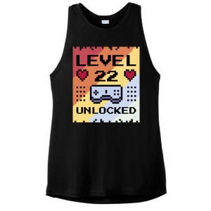 Level 22 Unlocked Birthday Ladies PosiCharge Tri-Blend Wicking Tank