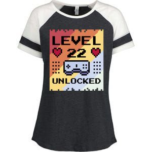 Level 22 Unlocked Birthday Enza Ladies Jersey Colorblock Tee