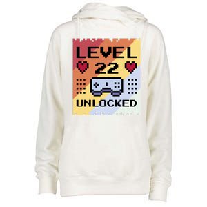 Level 22 Unlocked Birthday Womens Funnel Neck Pullover Hood