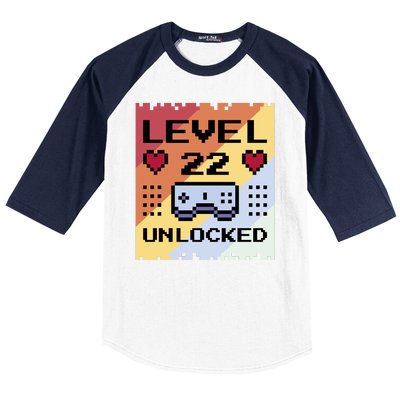 Level 22 Unlocked Birthday Baseball Sleeve Shirt