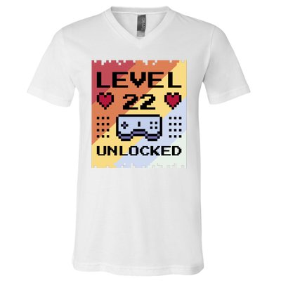 Level 22 Unlocked Birthday V-Neck T-Shirt