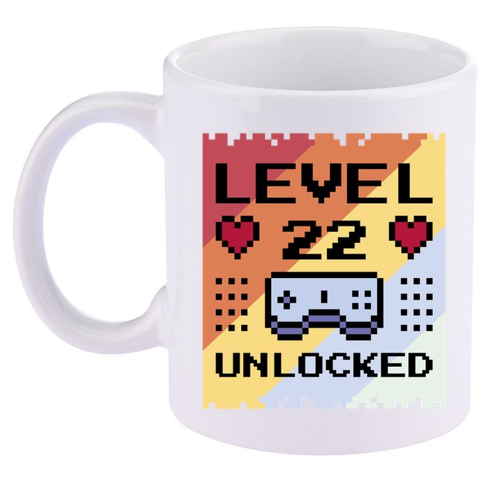 Level 22 Unlocked Birthday 11oz C Handle Ceramic Mug