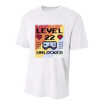 Level 22 Unlocked Birthday Youth Performance Sprint T-Shirt