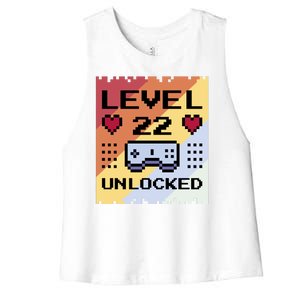 Level 22 Unlocked Birthday Women's Racerback Cropped Tank