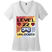 Level 22 Unlocked Birthday Women's V-Neck T-Shirt