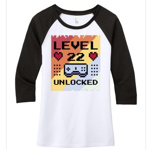 Level 22 Unlocked Birthday Women's Tri-Blend 3/4-Sleeve Raglan Shirt