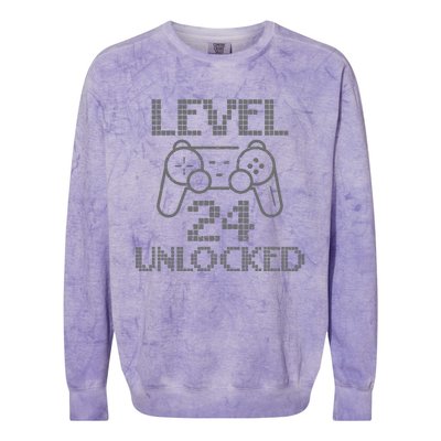 Level 24 Unlocked Gamer Birthday 24th Gaming Legend Colorblast Crewneck Sweatshirt