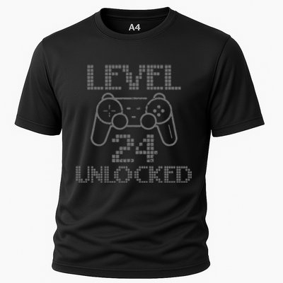 Level 24 Unlocked Gamer Birthday 24th Gaming Legend Cooling Performance Crew T-Shirt