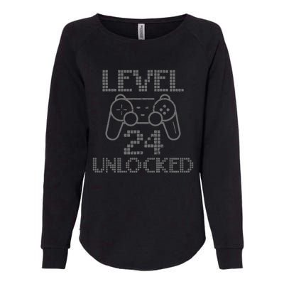 Level 24 Unlocked Gamer Birthday 24th Gaming Legend Womens California Wash Sweatshirt