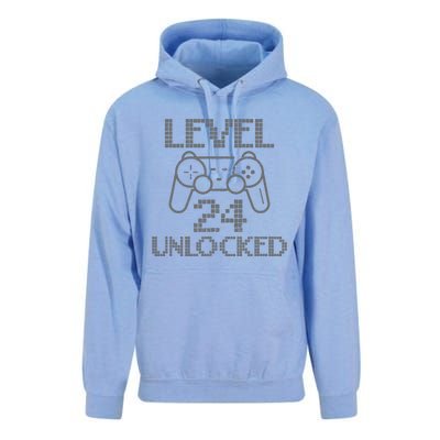 Level 24 Unlocked Gamer Birthday 24th Gaming Legend Unisex Surf Hoodie