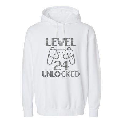 Level 24 Unlocked Gamer Birthday 24th Gaming Legend Garment-Dyed Fleece Hoodie