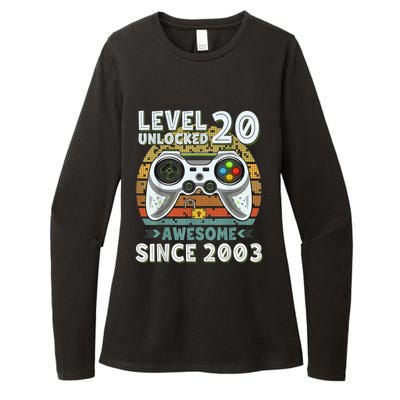 Level 20 Unlocked Awesome 2003 Funny Gamer 20th Birthday Womens CVC Long Sleeve Shirt