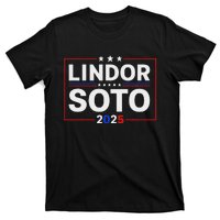 Lindor 25 Vintage Mets Name Political Meme Baseballs T-Shirt