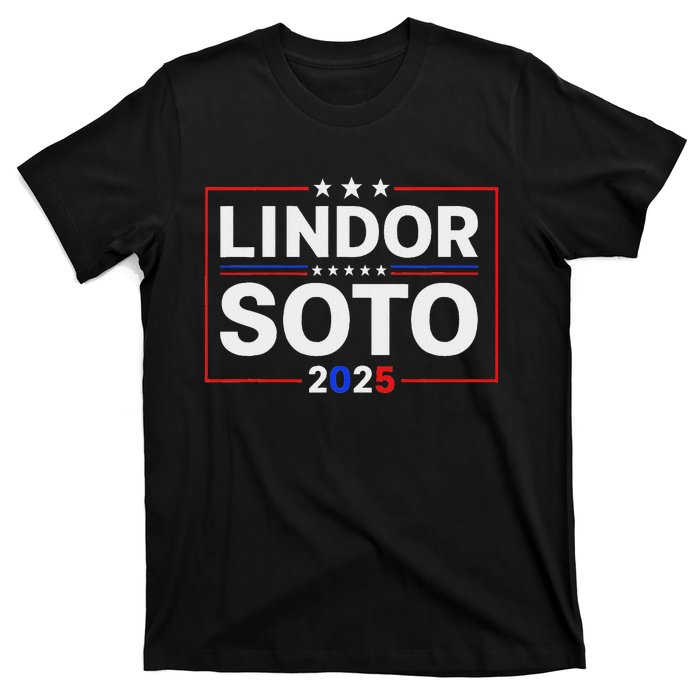 Lindor 25 Vintage Mets Name Political Meme Baseballs T-Shirt