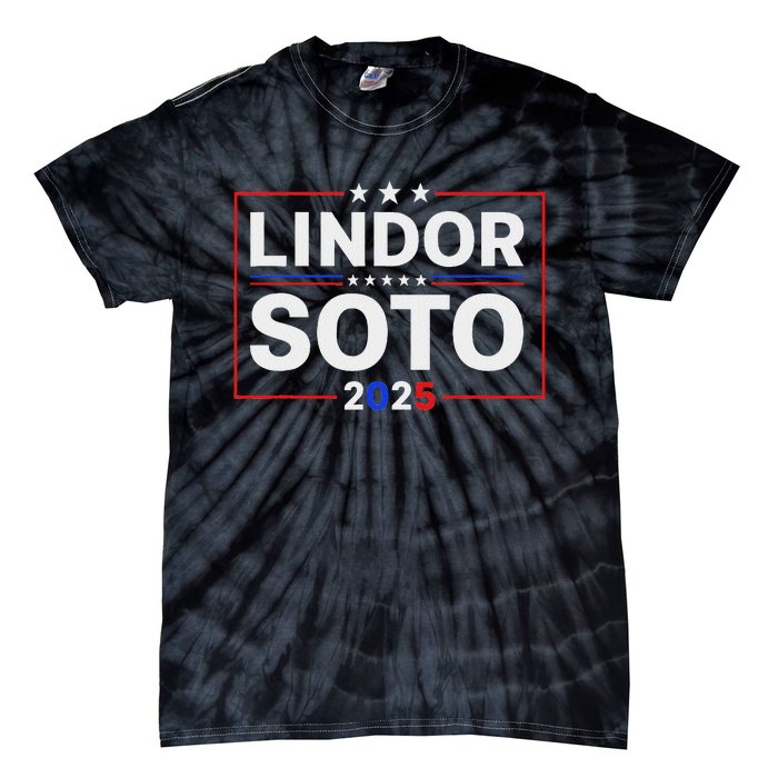 Lindor 25 Vintage Mets Name Political Meme Baseballs Tie-Dye T-Shirt