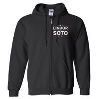 Lindor 25 Vintage Mets Name Political Meme Baseballs Full Zip Hoodie