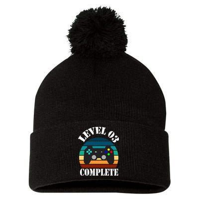 Level 3 Complete Retro Vintage/ 3rd Anniversary Gift/ 3rd Birthday Gift Level3 Pom Pom 12in Knit Beanie