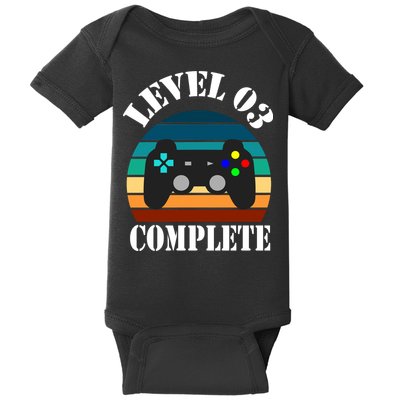 Level 3 Complete Retro Vintage/ 3rd Anniversary Gift/ 3rd Birthday Gift Level3 Baby Bodysuit