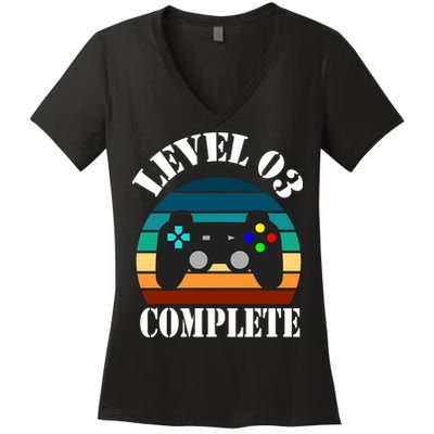 Level 3 Complete Retro Vintage/ 3rd Anniversary Gift/ 3rd Birthday Gift Level3 Women's V-Neck T-Shirt