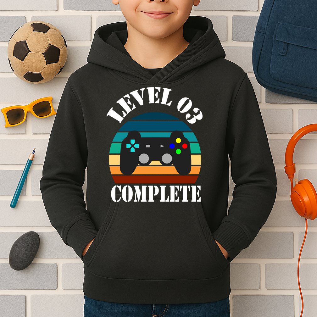 Level 3 Complete Retro Vintage/ 3rd Anniversary Gift/ 3rd Birthday Gift Level3 Kids Hoodie