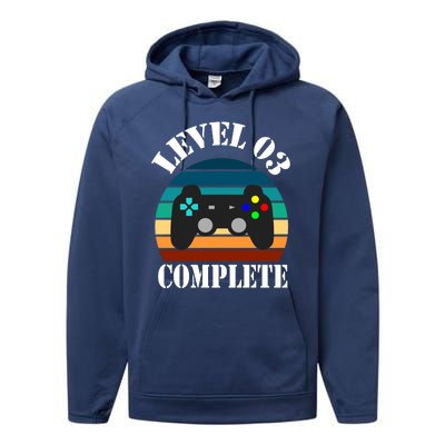 Level 3 Complete Retro Vintage/ 3rd Anniversary Gift/ 3rd Birthday Gift Level3 Performance Fleece Hoodie