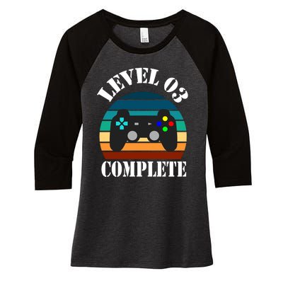 Level 3 Complete Retro Vintage/ 3rd Anniversary Gift/ 3rd Birthday Gift Level3 Women's Tri-Blend 3/4-Sleeve Raglan Shirt