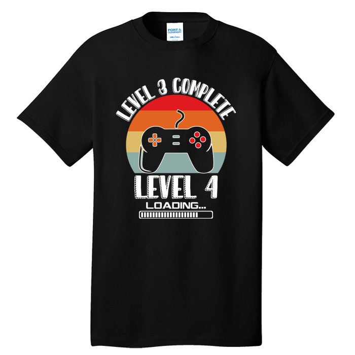 Level 3 Complete Level 4 Loading Vintage Birthday Video Game Tall T-Shirt